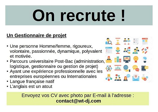 Offre d'emploi Gestionnaire de projet